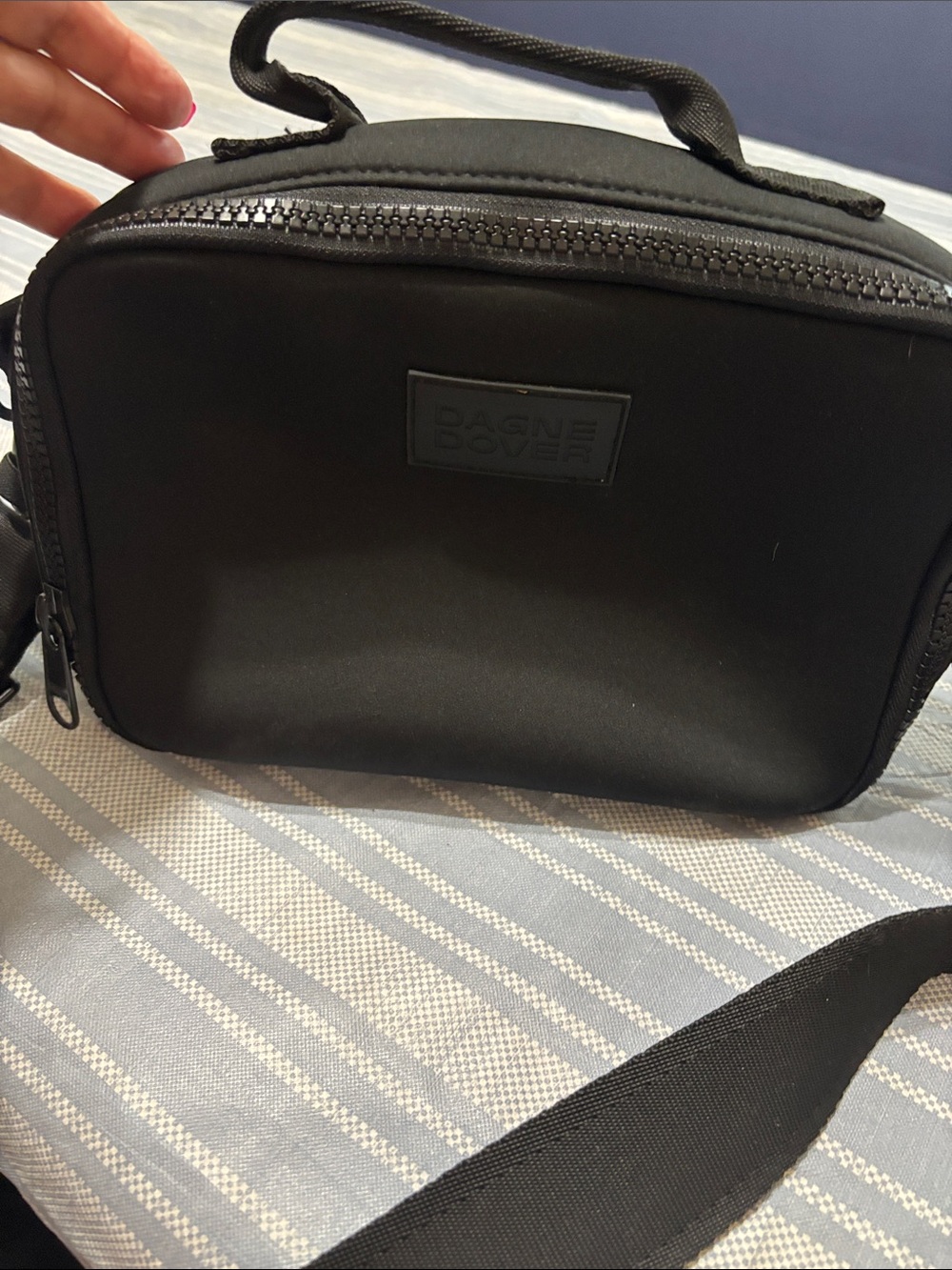 Dagne Dover Black Crossbody Belt Bag with Top Handle